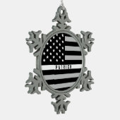 Dunne witte lijn EMS EMT Monogramnaam Tin Sneeuwvlok Ornament (Links)