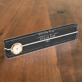 Dunne witte lijn EMS Monogram klok Naambordje (Zijkant)