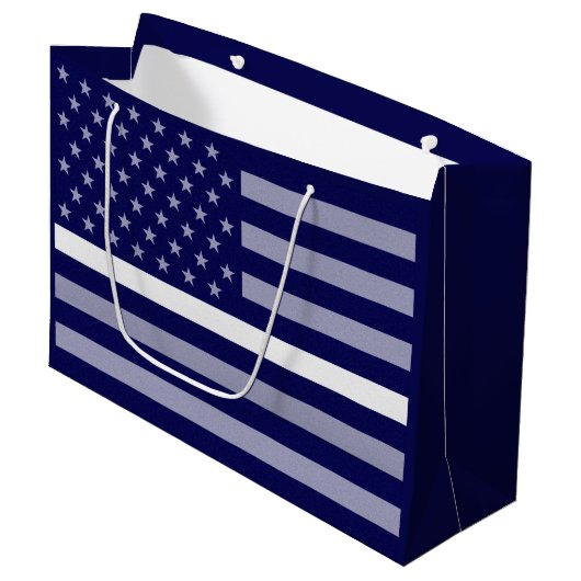 Dunne witte lijnvlag groot cadeauzakje (Voorkant Gekanteld)