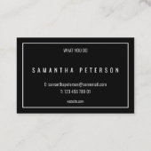 Dunne witte rand helder zwart modern visitekaartje (Achterkant)