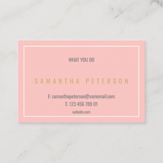 Dunne witte rand roze visitekaartje (Achterkant)