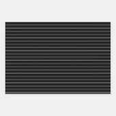 Dunne witte strepen op zwarte feestjes of kerstmis inpakpapier vel (Voorkant 2)