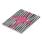 dunne zebra huid zwarte en witte roze boog notitieblok (Linkerzijde)