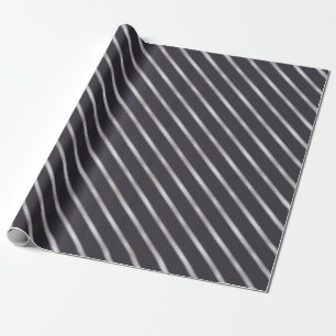 Dunne zilvermetalen diagonale strepen cadeaupapier