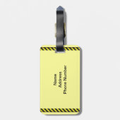 Dunne zwarte en gele diagonale strepen bagagelabel (Achterkant verticaal)