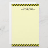 Dunne zwarte en gele diagonale strepen briefpapier (Voorkant / Achterkant)
