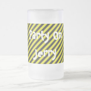 Dunne zwarte en gele diagonale strepen matglas bierpul