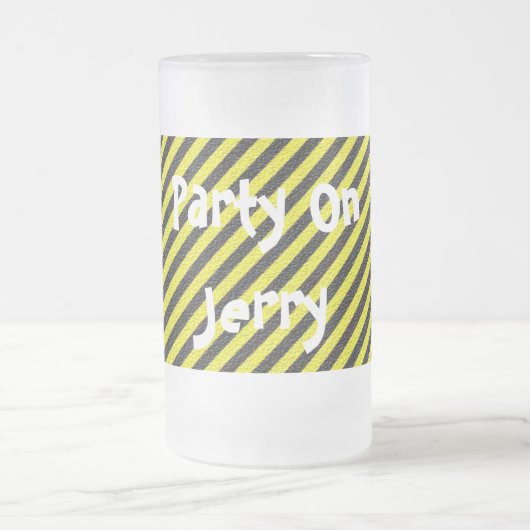 Dunne zwarte en gele diagonale strepen matglas bierpul (Center)