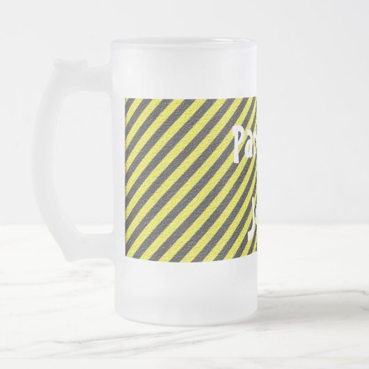 Dunne zwarte en gele diagonale strepen matglas bierpul (Links)