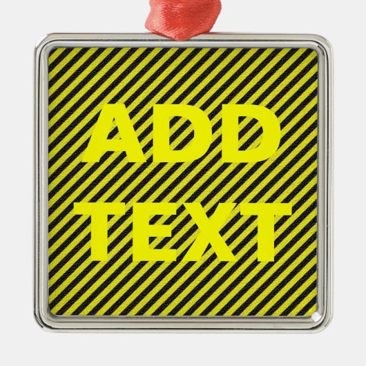 Dunne zwarte en gele diagonale strepen metalen ornament (Voorkant)