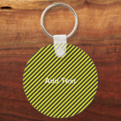 Dunne zwarte en gele diagonale strepen sleutelhanger (Voorkant)