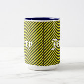 Dunne zwarte en gele diagonale strepen tweekleurige koffiemok (Center)