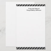 Dunne zwarte en grijze diagonale strepen briefpapier (Voorkant / Achterkant)