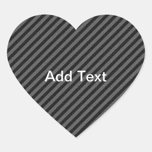 Dunne zwarte en grijze diagonale strepen hart sticker (Voorkant)