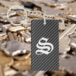 Dunne zwarte en grijze diagonale strepen sleutelhanger