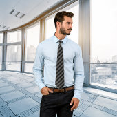 Dunne zwarte en grijze diagonale strepen stropdas