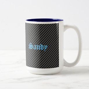 Dunne zwarte en grijze diagonale strepen tweekleurige koffiemok