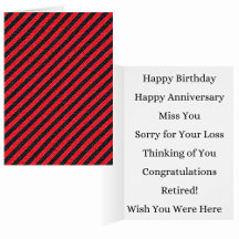 Dunne zwarte en rode diagonale strepen Wenskaart