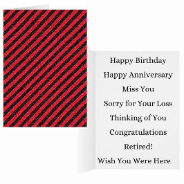 Dunne zwarte en rode diagonale strepen Wenskaart