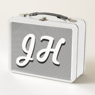 Dunne Zwarte & Witte Strepen Retro-Style Initiaa