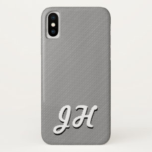 Dunne Zwarte & Witte Strepen Retro-Style Initiaa Case-Mate iPhone Case