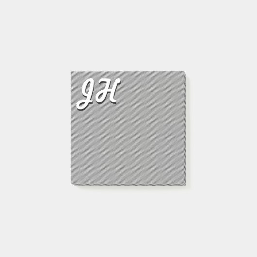 Dunne Zwarte & Witte Strepen | Retro-Style Initiaa Post-it® Notes (Voorkant)