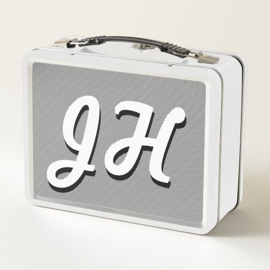 Dunne zwarte & witte strepen | Retrostyled Initial (Achterkant)