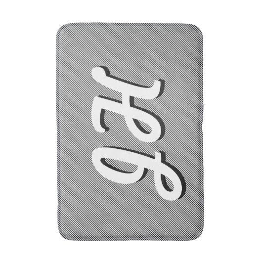 Dunne zwarte & witte strepen | Retrostyled Initial Badmat (Voorkant Verticaal)