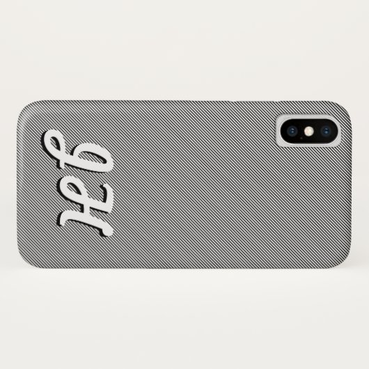 Dunne zwarte & witte strepen | Retrostyled Initial Case-Mate iPhone Case (Achterkant (horizontaal))