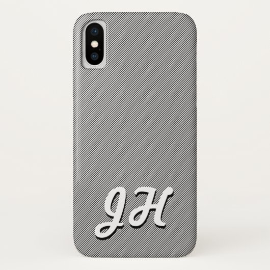 Dunne zwarte & witte strepen | Retrostyled Initial Case-Mate iPhone Case (Achterkant)
