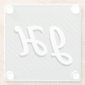 Dunne zwarte & witte strepen | Retrostyled Initial Glazen Onderzetter (Achterkant)