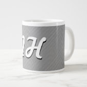 Dunne zwarte & witte strepen | Retrostyled Initial Grote Koffiekop (Voorkant rechts)