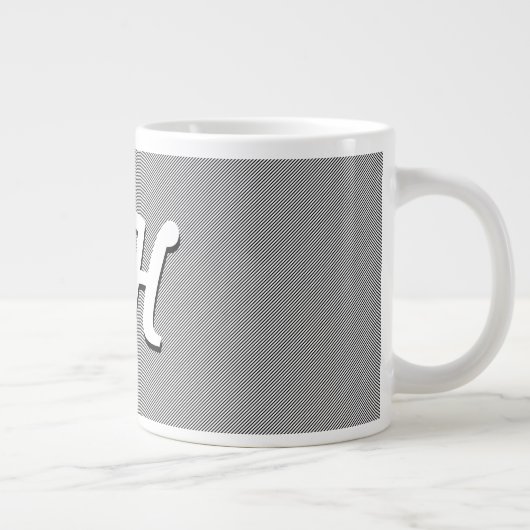 Dunne zwarte & witte strepen | Retrostyled Initial Grote Koffiekop (Rechts)
