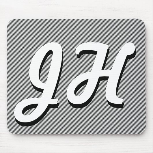 Dunne zwarte & witte strepen | Retrostyled Initial Muismat (Voorkant)
