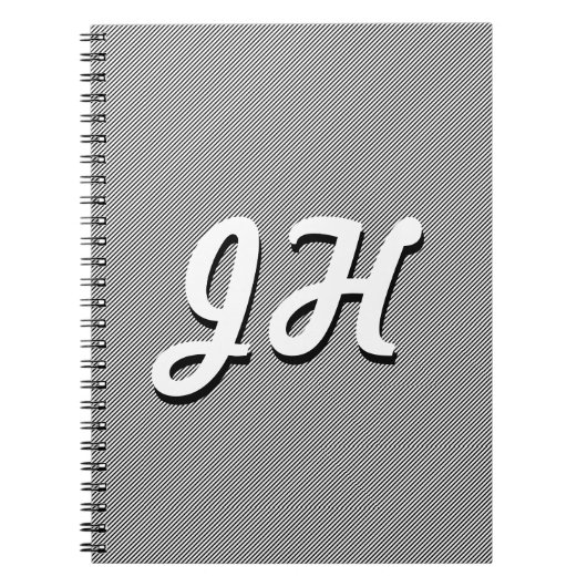 Dunne zwarte & witte strepen | Retrostyled Initial Notitieboek (Voorkant)