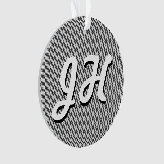 Dunne zwarte & witte strepen | Retrostyled Initial Ornament (voorkant)