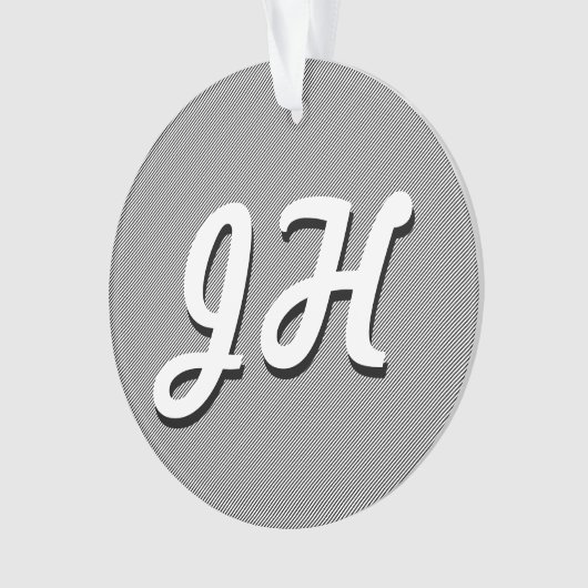 Dunne zwarte & witte strepen | Retrostyled Initial Ornament (voorkant)