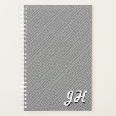 Dunne zwarte & witte strepen | Retrostyled Initial Planner (Voorkant)