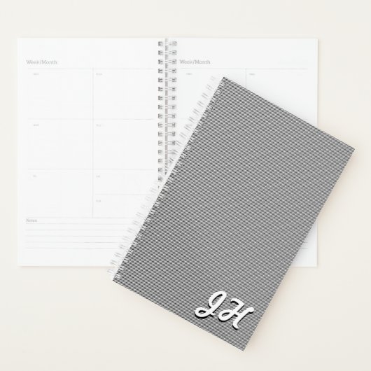 Dunne zwarte & witte strepen | Retrostyled Initial Planner (Display)