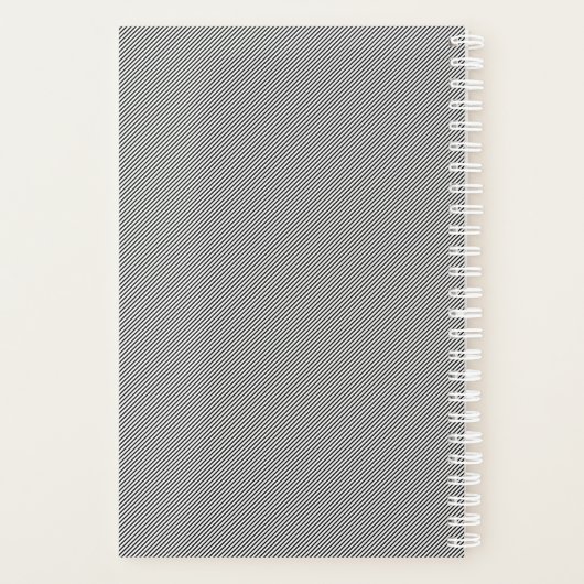 Dunne zwarte & witte strepen | Retrostyled Initial Planner (Achterkant)