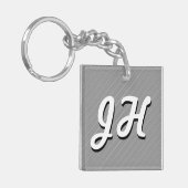 Dunne zwarte & witte strepen | Retrostyled Initial Sleutelhanger (Voorkant Links)