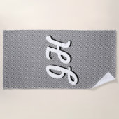 Dunne zwarte & witte strepen | Retrostyled Initial Strandlaken (Voorkant)