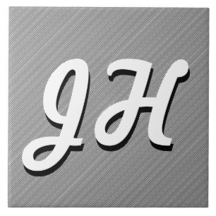 Dunne zwarte & witte strepen Retrostyled Initial Tegeltje