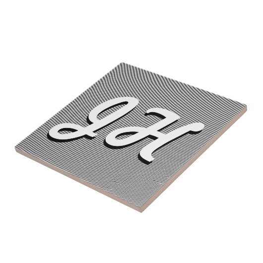 Dunne zwarte & witte strepen | Retrostyled Initial Tegeltje (Zijkant)