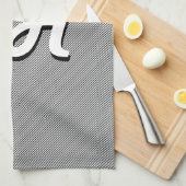 Dunne zwarte & witte strepen | Retrostyled Initial Theedoek (Quarter Fold)