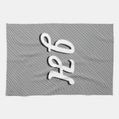 Dunne zwarte & witte strepen | Retrostyled Initial Theedoek (Horizontaal)