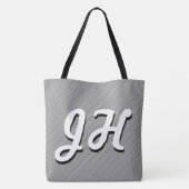 Dunne zwarte & witte strepen | Retrostyled Initial Tote Bag (Achterkant)