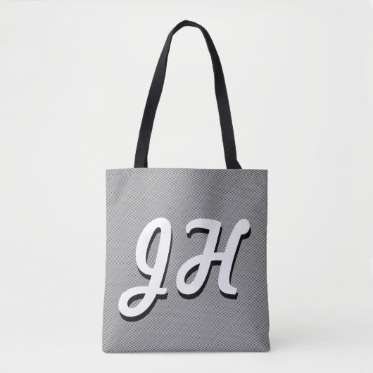 Dunne zwarte & witte strepen | Retrostyled Initial Tote Bag (Voorkant)