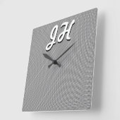 Dunne zwarte & witte strepen | Retrostyled Initial Vierkante Klok (Hoek)