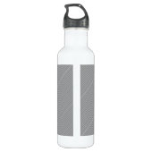 Dunne zwarte & witte strepen | Retrostyled Initial Waterfles (Achterkant)